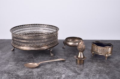 Lot 8 - A George III silver wine coaster and two silver salts