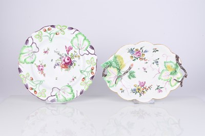 Lot Longton Hall 'Strawberry' plate and Chelsea dish, 18th century