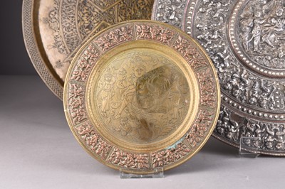 Lot 271 - An Indian silver overlay copper dish and two other Islamic dishes