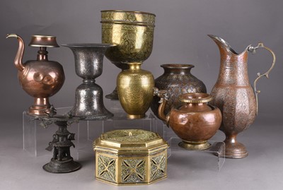 Lot 272 - A group of Islamic metalwares including vases and ewers