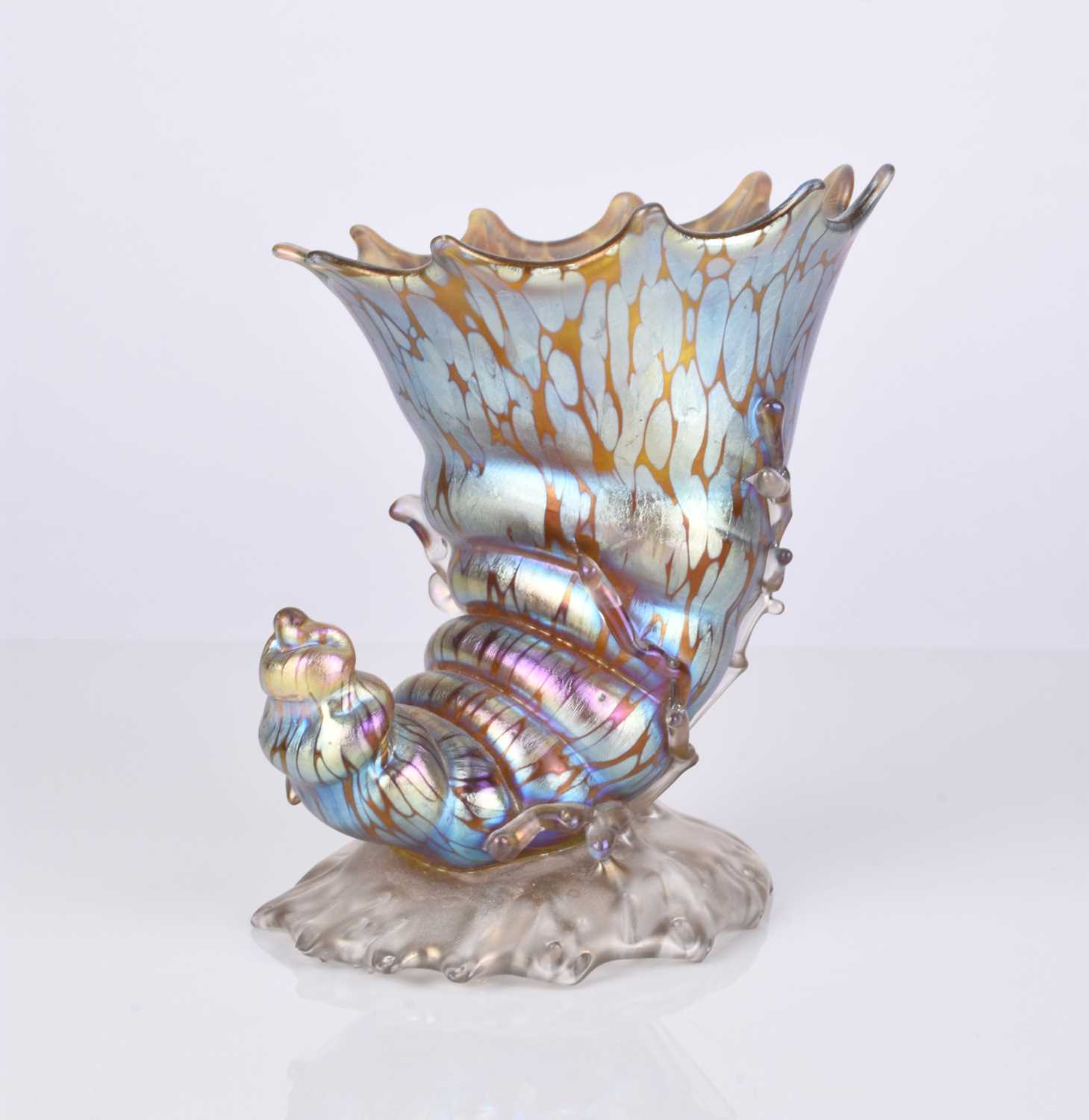 Lot 590 - Johann Lötz (Loetz) Bohemian Art Nouveau cornucopia vase, circa 1900