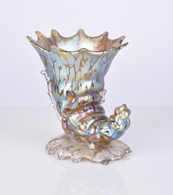 Lot 590 - Johann Lötz (Loetz) Bohemian Art Nouveau cornucopia vase, circa 1900