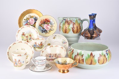 Lot 509 - Aynsley trio, Clarice Cliff jug and fruit bowl and other ceramics