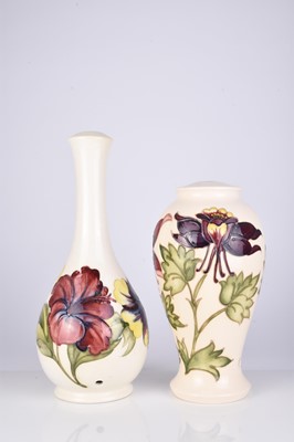 Lot 267 - Moorcroft 'Columbine' and 'Hibiscus' lamp bases