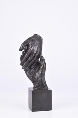 Lot 337 - A 20th century bronze sculpture of hands, unattributed