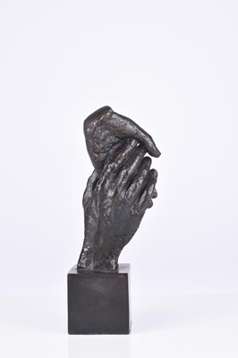 Lot 337 - A 20th century bronze sculpture of hands, unattributed