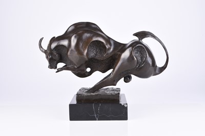 Lot 325 - After Miguel Fernando Lopez (b.1955), a bronze figure of a charging bull