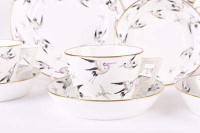 Lot 36 - A Minton coffee service decorated with flying cranes, circa 1882