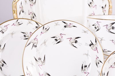 Lot 36 - A Minton coffee service decorated with flying cranes, circa 1882