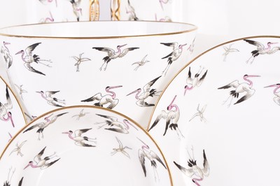 Lot 36 - A Minton coffee service decorated with flying cranes, circa 1882