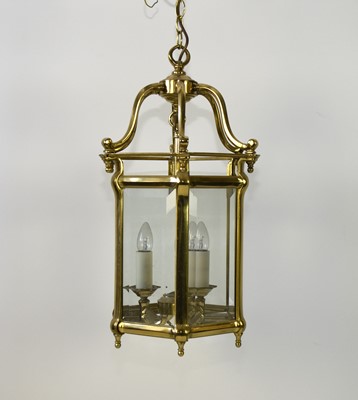 Lot 383 - A reproduction brass lantern ceiling light