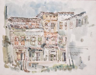 Lot 140 - John Baptist da Silva (1937-2013) Three Zanzibar Architectural Watercolours