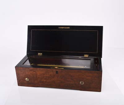 Lot 64 - A walnut cased music box, late 19th century