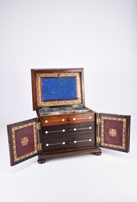 Lot 58 - A Victorian inlaid rosewood sewing box