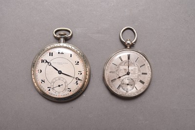 Lot 350 - A Tissot silver pocket watch and a silver travel clock