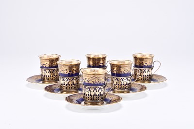 Lot 97 - A cased set of silver mounted Coalport coffee cans and sauces