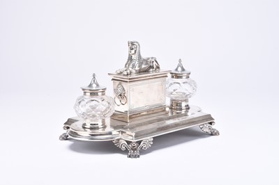 Lot 76 - A Victorian Egyptian revival silver desk stand