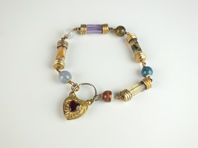 Lot 203 - A Scottish hardstone and gilt metal bracelet