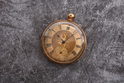 Lot 359 - A lady's 18k gold open face pocket watch and two 9ct gold fobs