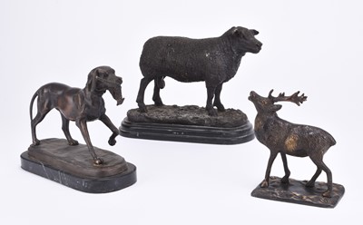 Lot 43 - Three bronze figures of animals, 20th century