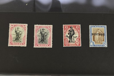 Lot 359 - Malta, selection of stamps 1922-26 2/-, 10/- x2, £1 all unmounted mint
