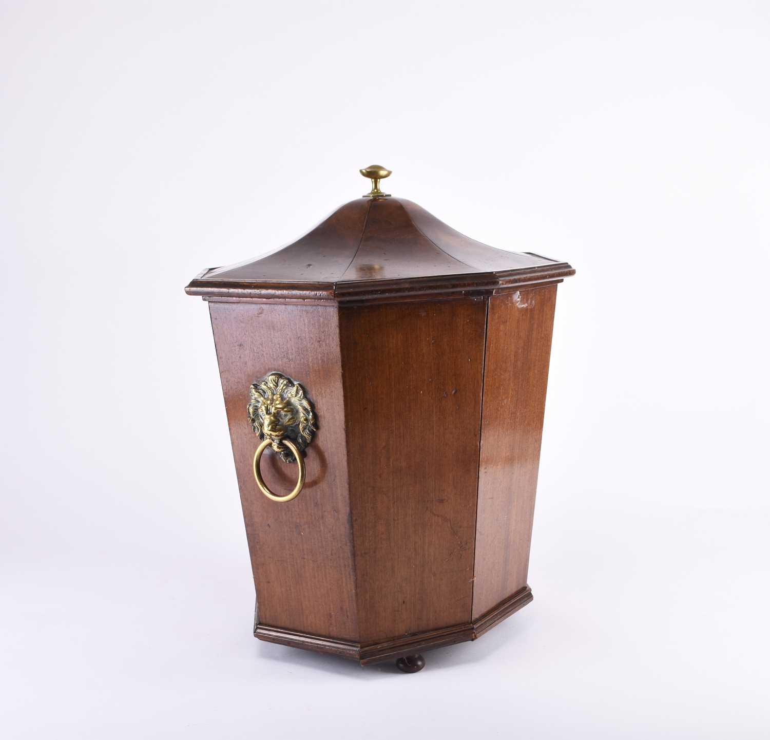 Lot 62 - A 19th century mahogany 'pagoda' coal bin and cover