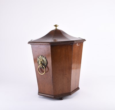 Lot 62 - A 19th century mahogany 'pagoda' coal bin and cover