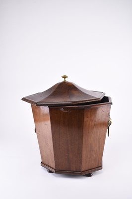 Lot 62 - A 19th century mahogany 'pagoda' coal bin and cover