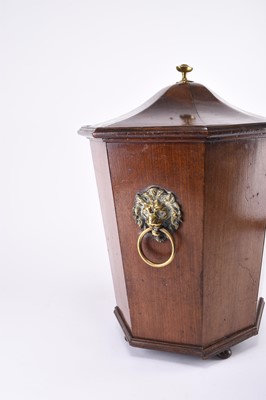 Lot 62 - A 19th century mahogany 'pagoda' coal bin and cover