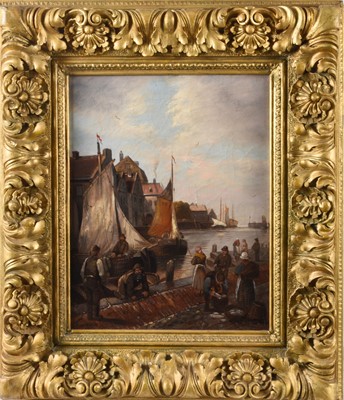 Lot 8 - Kirk van Hoom (Dutch 19th-20th Century) A Pair of Dutch Harbourside Scenes