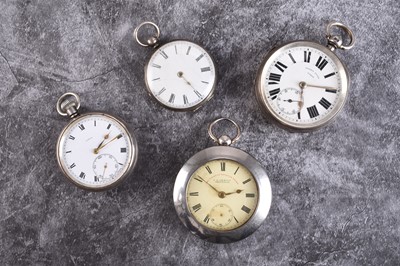 Lot 361 - Four silver open face pocket watches