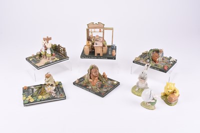 Lot 58 - Beatrix Potter limited edition tableau models and three Royal Doulton Winnie the Pooh characters