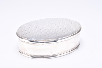 Lot 91 - A George V silver mounted oval dressing table box