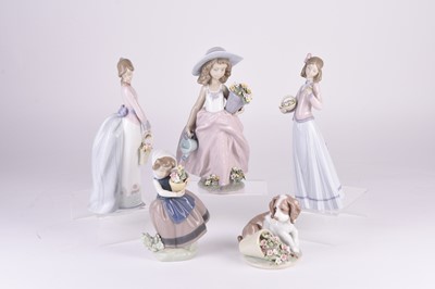 Lot 111 - Five Lladro figures including Wish Come True