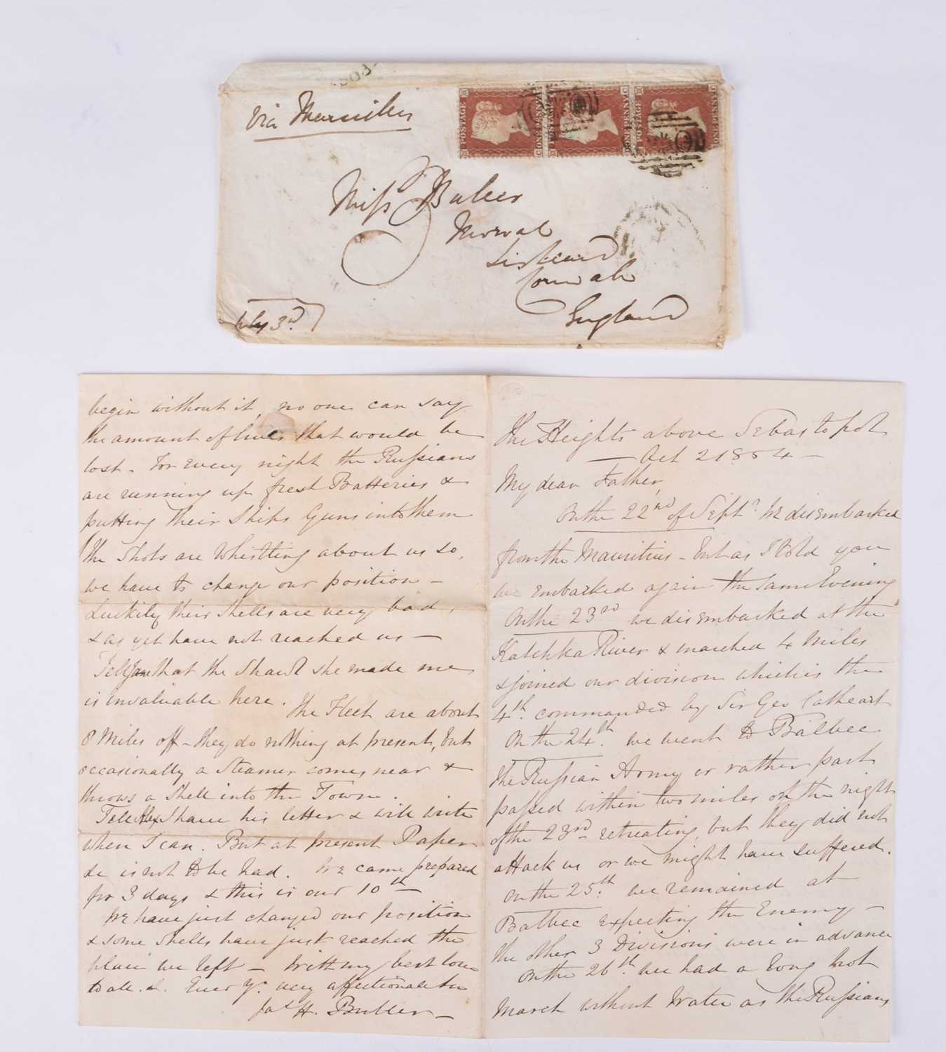 Lot 76 - Crimean War - Lt. James Hornby Buller, ALS, 21st October 1854