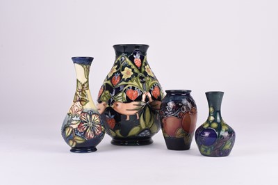 Lot 97 - Four Moorcroft vases including Finches and Strawberry Thief