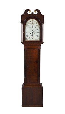 Lot 44 - A George III oak and cross-banded painted dial longcase clock