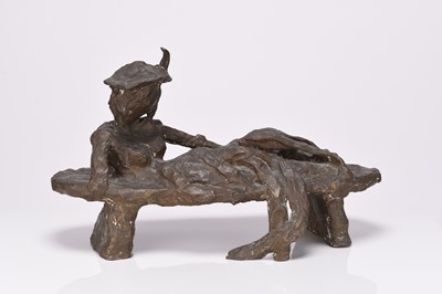 Lot 129 - After Donat, a bronze reclining female figure