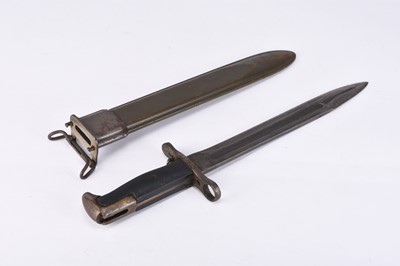 Lot 165 - WW2 US M1 Garand Bayonet in cutdown M3 to M7 scabbard