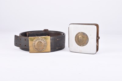 Lot 91 - German Third Reich SA EM belt with buckle and Imperial German cigarette case