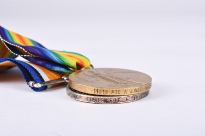 Lot 147 - LOCAL INTEREST - WW1 KIA Medal group with death plaque, Pte. Albert Jones KSLI