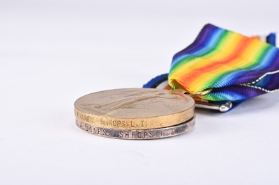 Lot 147 - LOCAL INTEREST - WW1 KIA Medal group with death plaque, Pte. Albert Jones KSLI
