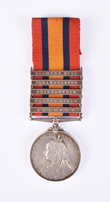 Lot 151 - A Boer War Casualty QSA Medal to a local man, Pte. J. Fox, Scots Guards