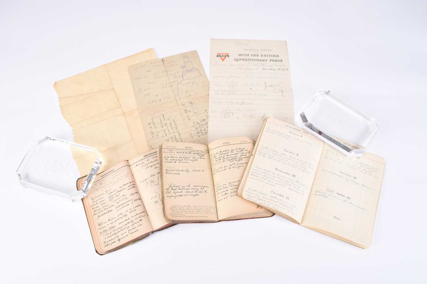 Lot 45 - Three small WW1 pocket diaries, Pioneer Lawrence Horton, Royal Engineers