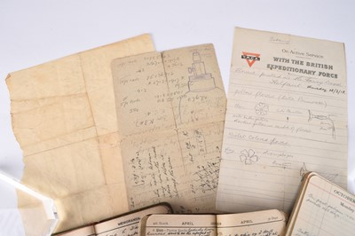 Lot 45 - Three small WW1 pocket diaries, Pioneer Lawrence Horton, Royal Engineers