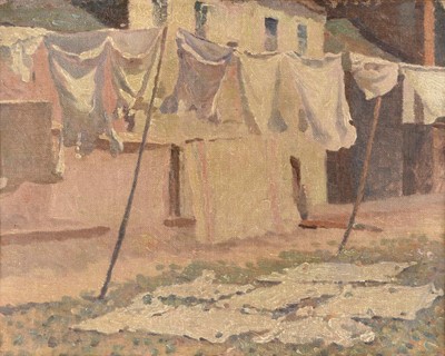 Lot 33 - Manner of Walter Sickert (1860-1942) A Washing Line