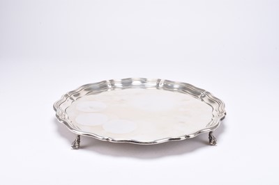 Lot 26 - A large circular silver tray