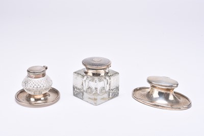 Lot 27 - Three silver mounted inkwells