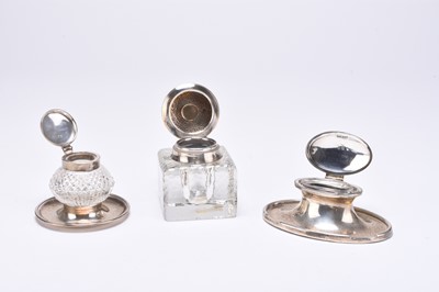 Lot 27 - Three silver mounted inkwells
