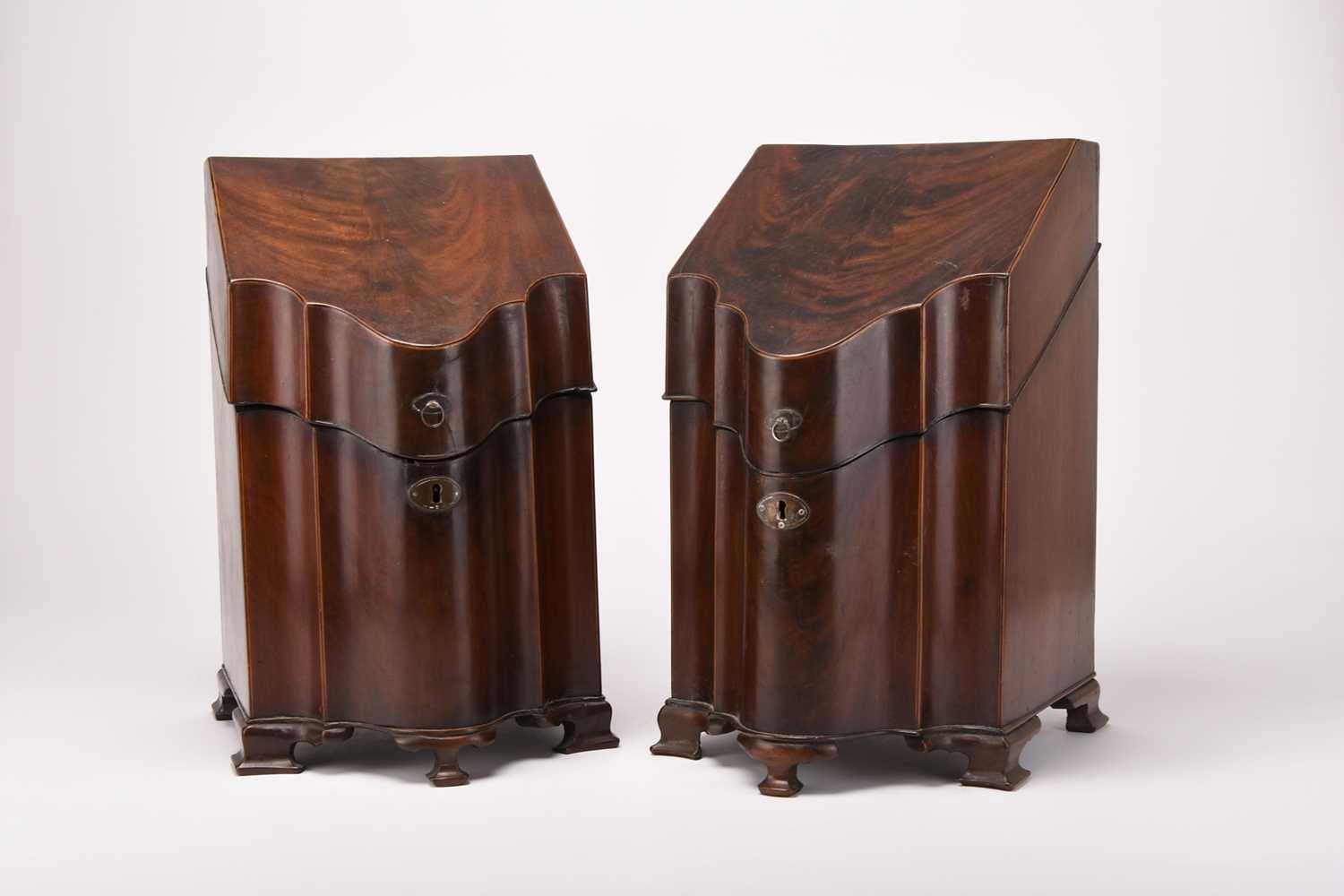 Lot 37 - A pair of George III mahogany knife boxes